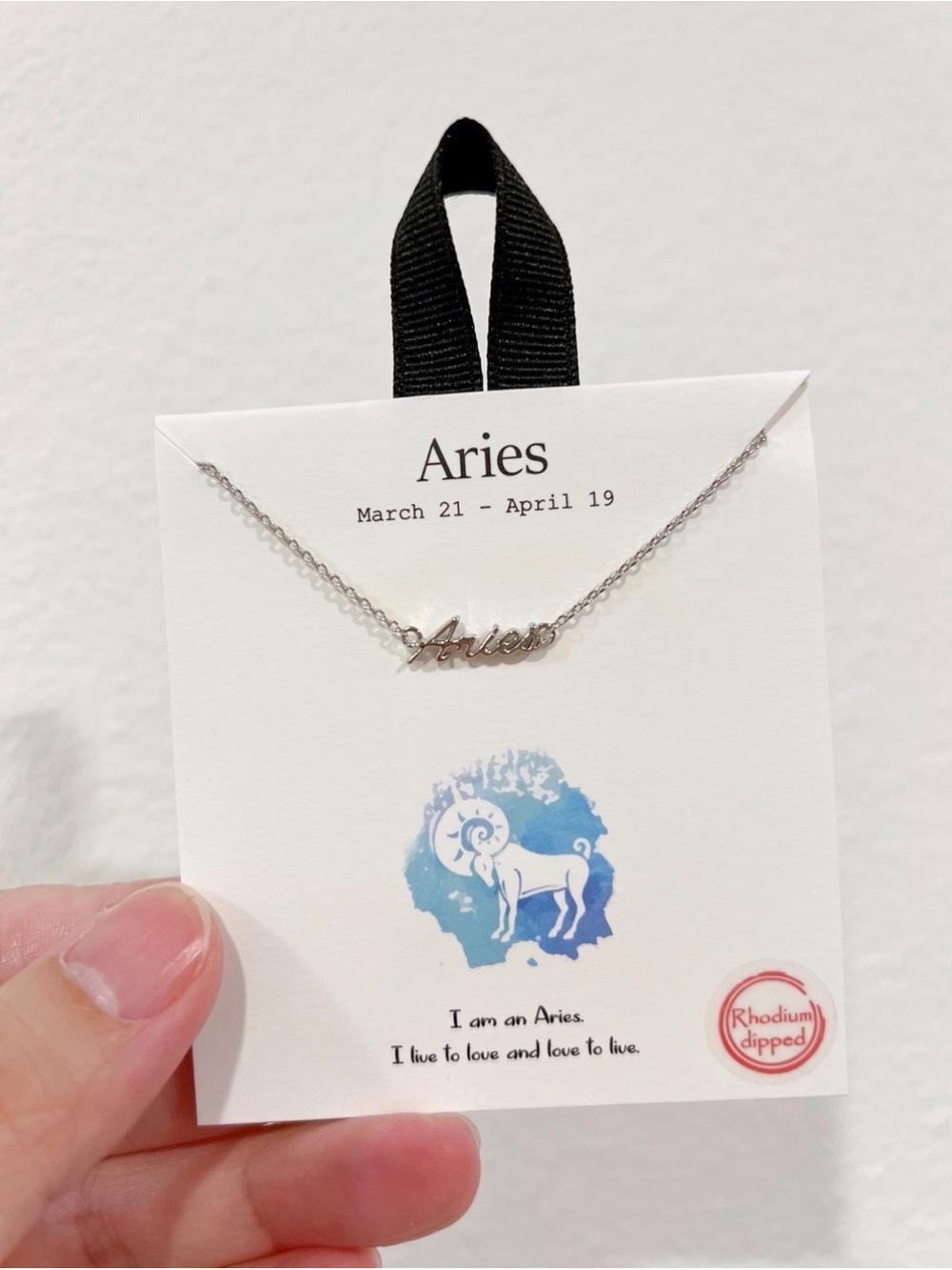 Zodiac Necklace/Aries Necklace/Rhodium Dipped